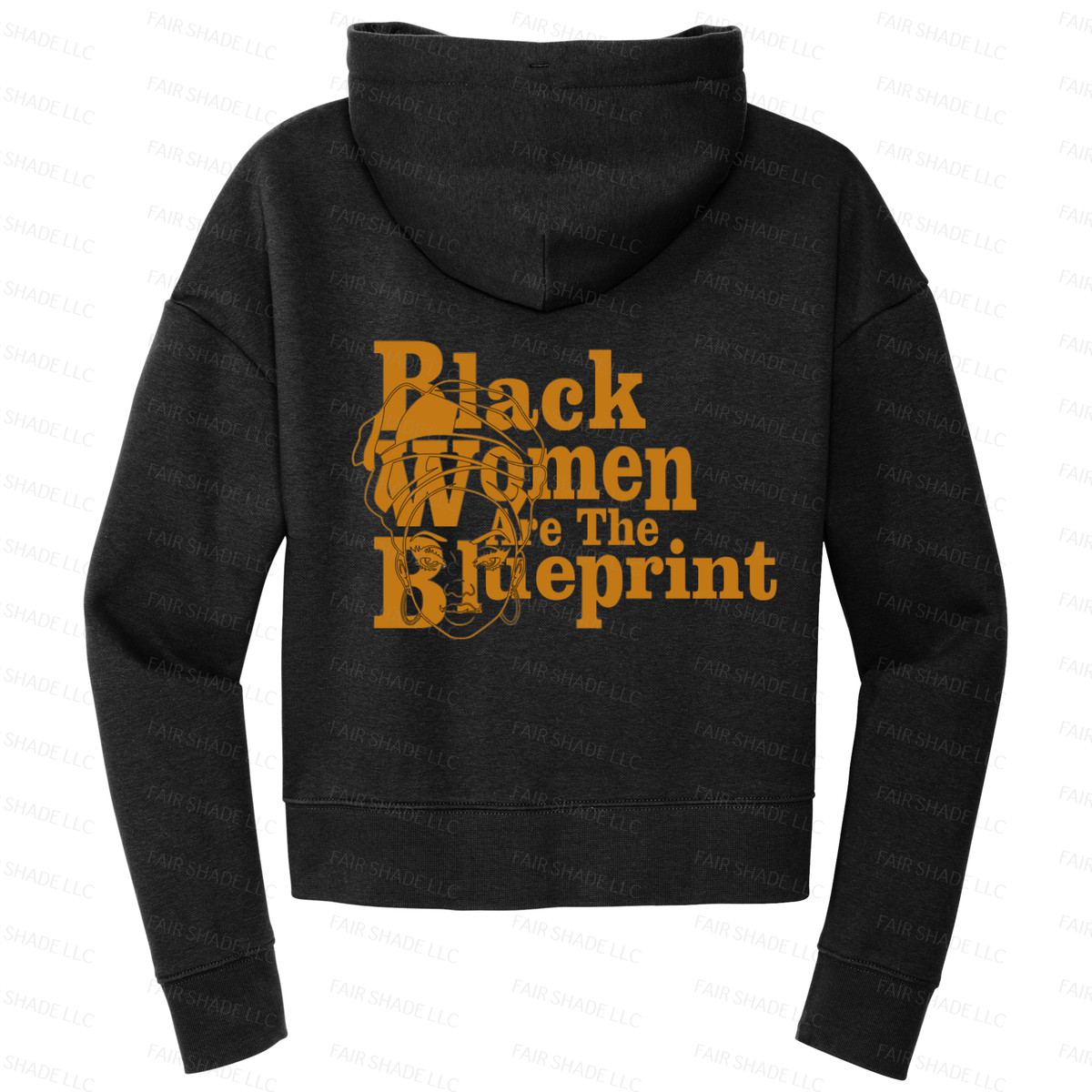 Black Woman Blueprint_ Crop Hoodie Custom Hoodie Fair Shade S Black