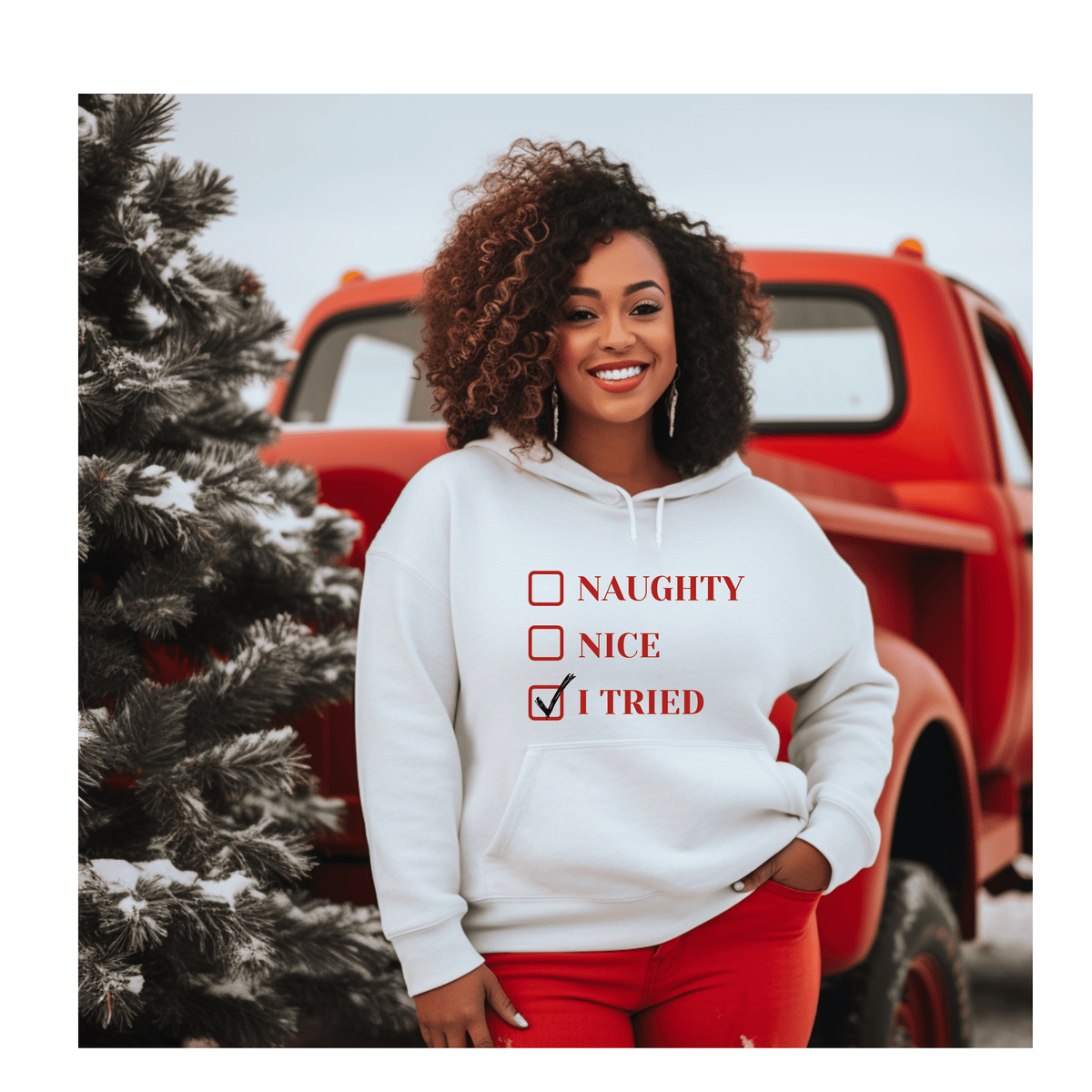 Santa_ I Tried_ Christmas Hoodie Custom Hoodie Fair Shade S Blue