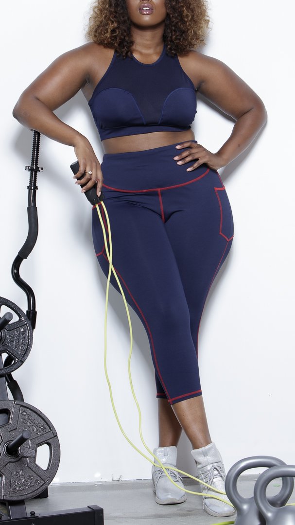 ARBOR Capri Active Leggings- Navy Clothing Fair Shade LLC
