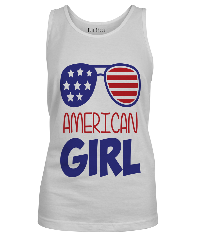 AMERICAN GIRL_4th of July Custom Tshirt Fair Shade S White Racer Back