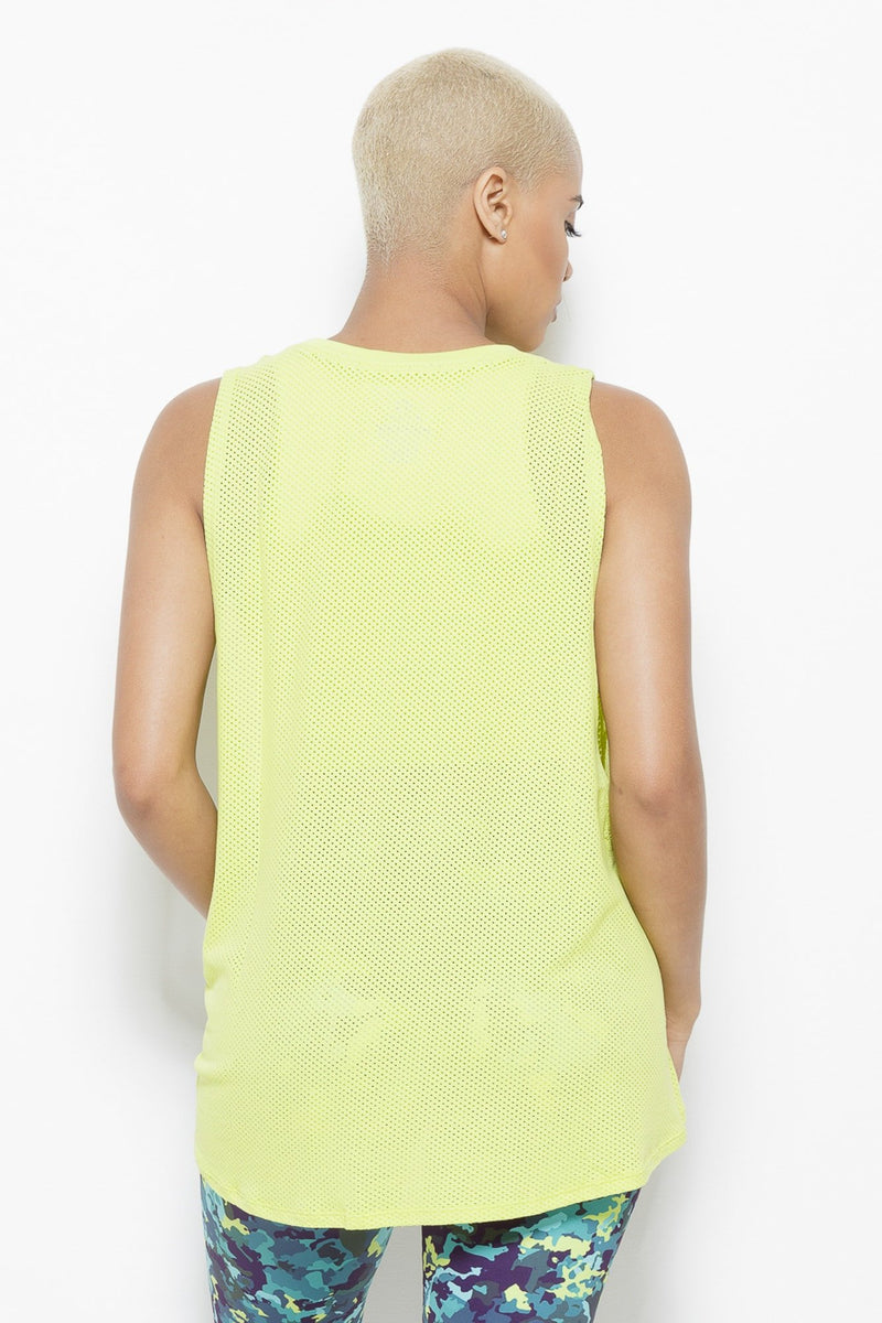 August Mesh Sleeveless Tank Top- Chartreuse Clothing Fair Shade 