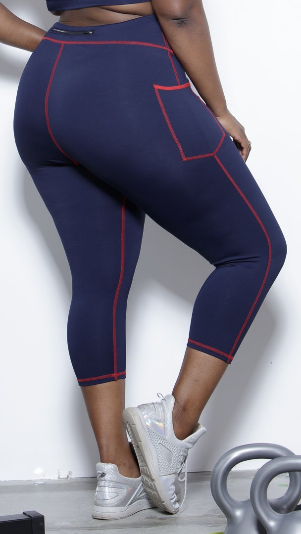 ARBOR Capri Active Leggings- Navy Clothing Fair Shade LLC 