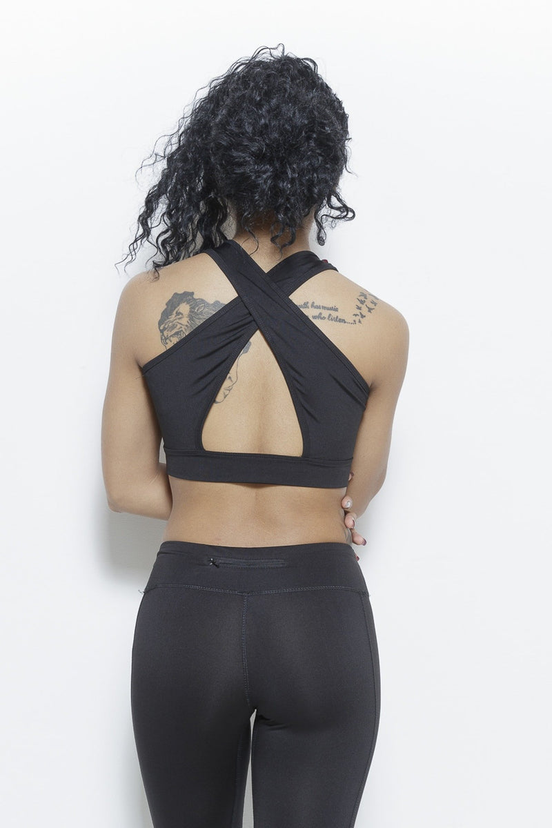 Jazzy Cross Sports Bra-Black Clothing Fair Shade 