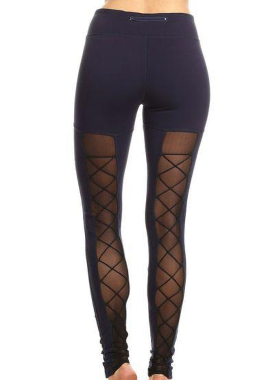 Meena Mesh Active Leggings Clothing Fair Shade S Navy 87% Nylon, 13% Spandex