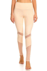 Peru Activewear Mesh Leggings- Peach Clothing Fair Shade S Peach 75% cotton, 12% Rayon, 13% Spandex