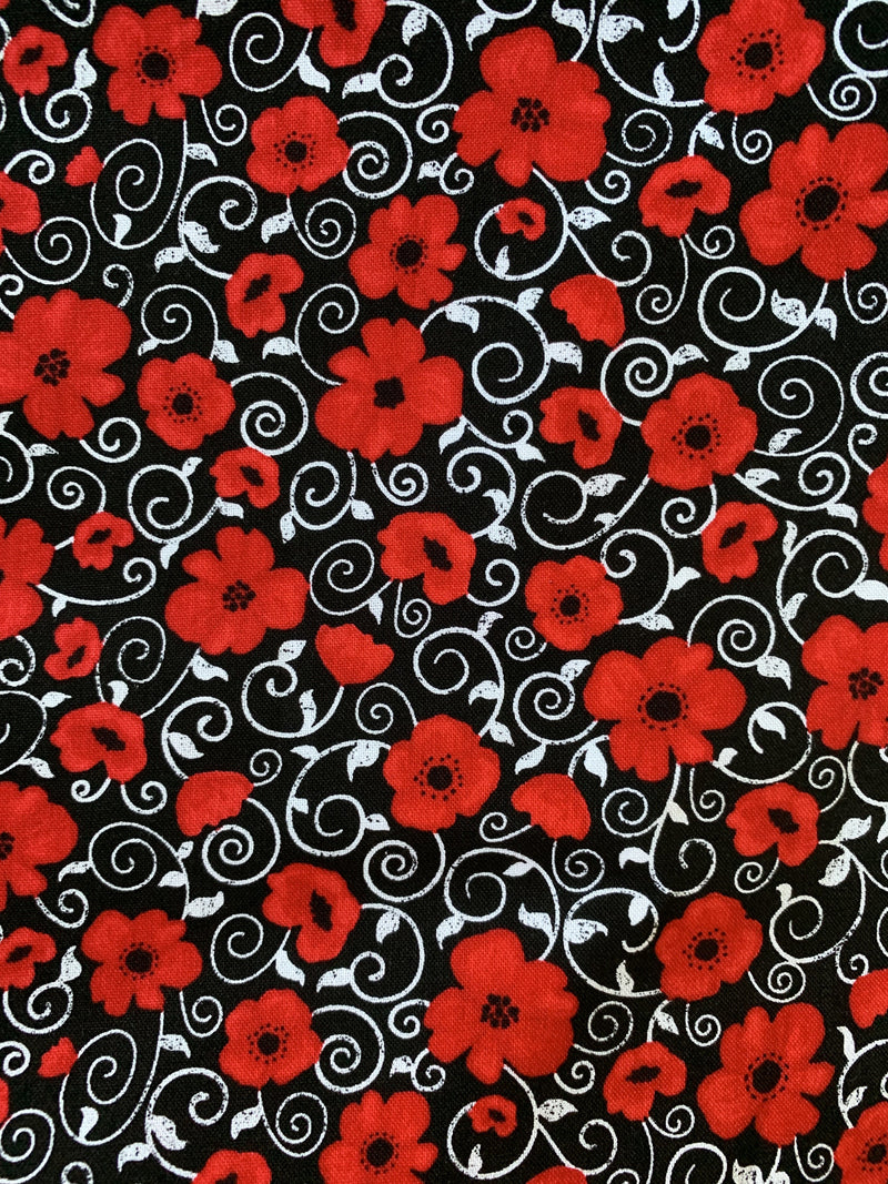 Stylish Patterns- Face Mask (Adult) Fair Shade Adult Red Flowers 