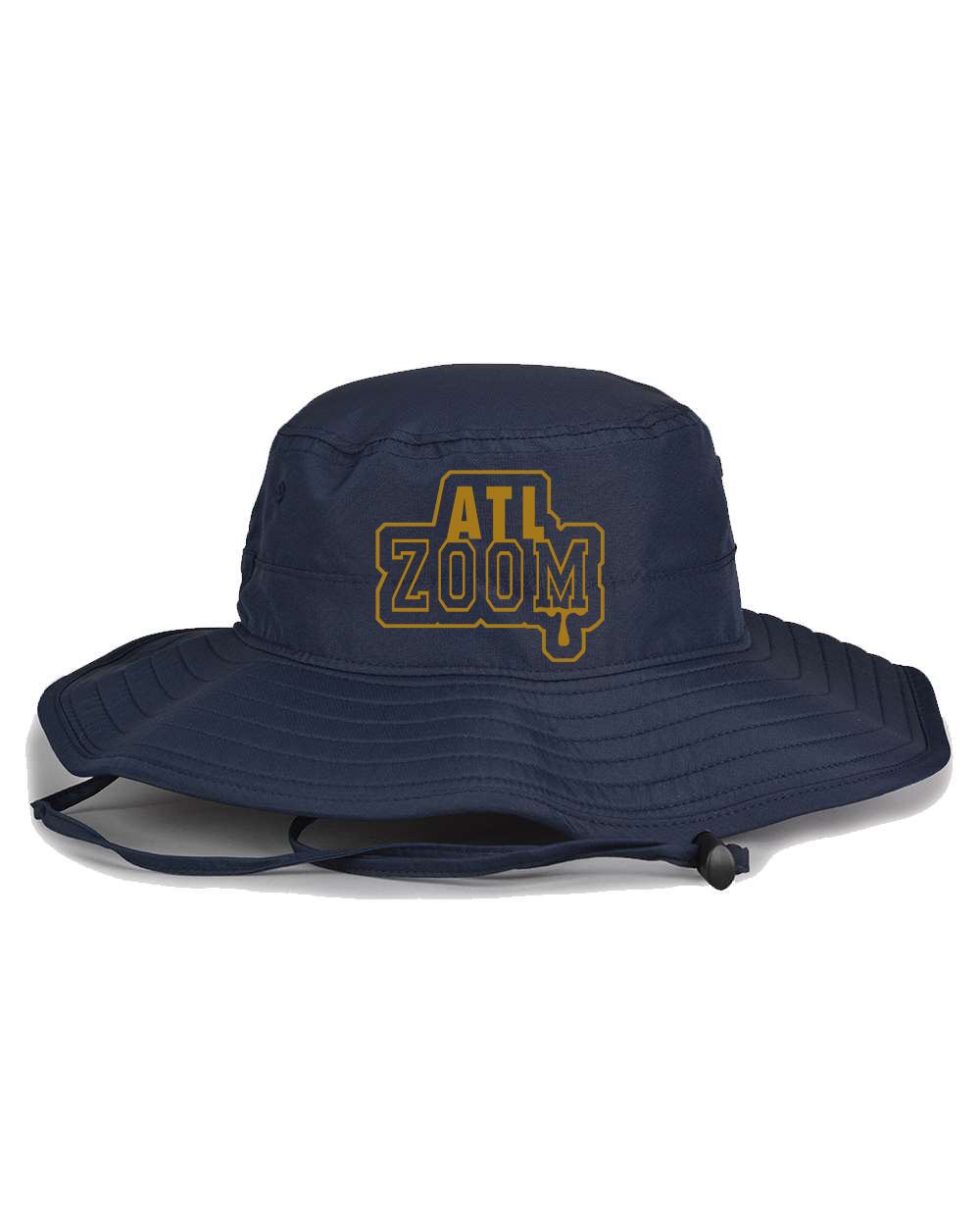 Bucket Hat_ ATL ZOOM Fair Shade Navy Gold Outline Design 