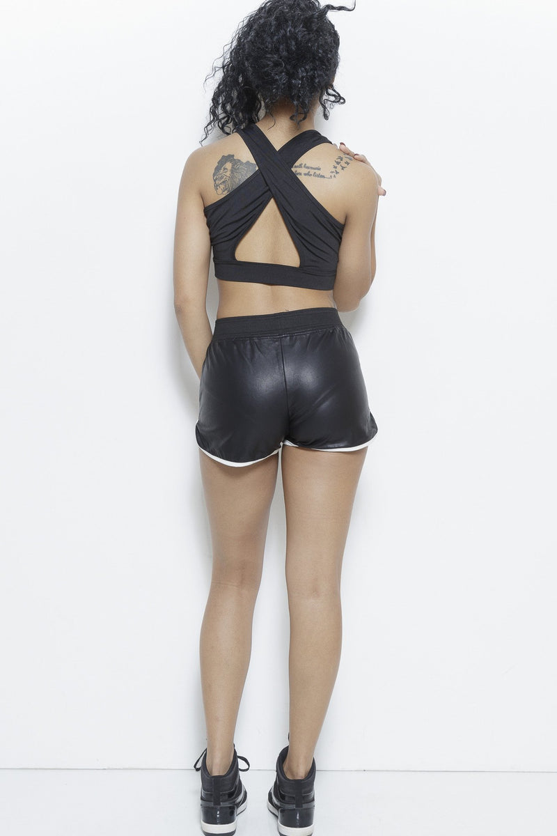 Deja Vu- Faux Leather Track Shorts Clothing Fair Shade 