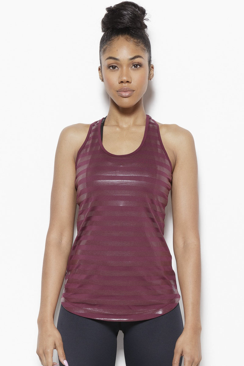 Glamour Girlz Tank Top Clothing MPG S Luminous Stripe Performance Jersey – 85% Polyester 15% Spandex Wine