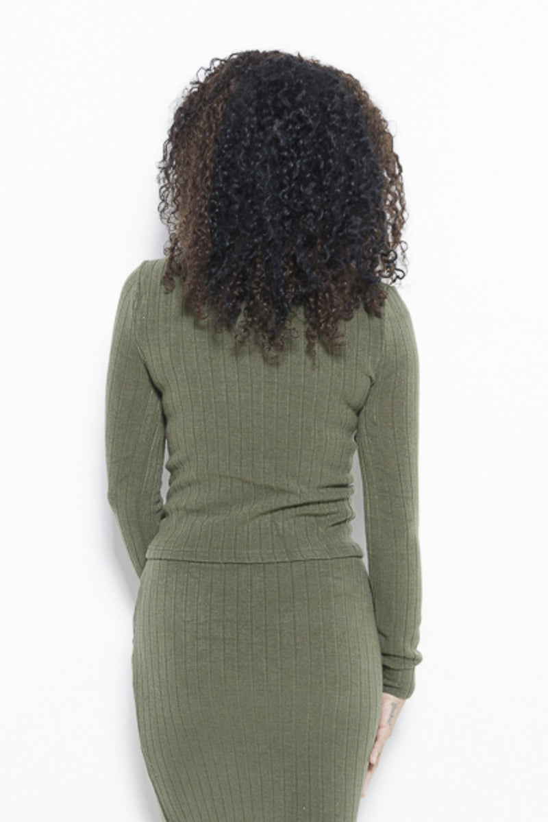 Just Intentional Knit LS Top-Olive Green Clothing Fair Shade 