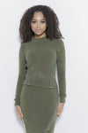 Just Intentional Knit LS Top-Olive Green Clothing Fair Shade S Olive Green 85% Acrylic, 12% Nylon, 3% Spandex
