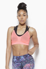 Karma Sports Bra- Neon Pink Clothing MPG SM Royal Blue 68% Nylon 20% Polyester 12% Spadex
