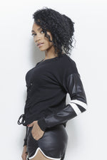 All Tied Up - Faux Leather Sweatshirt Clothing Fair Shade 