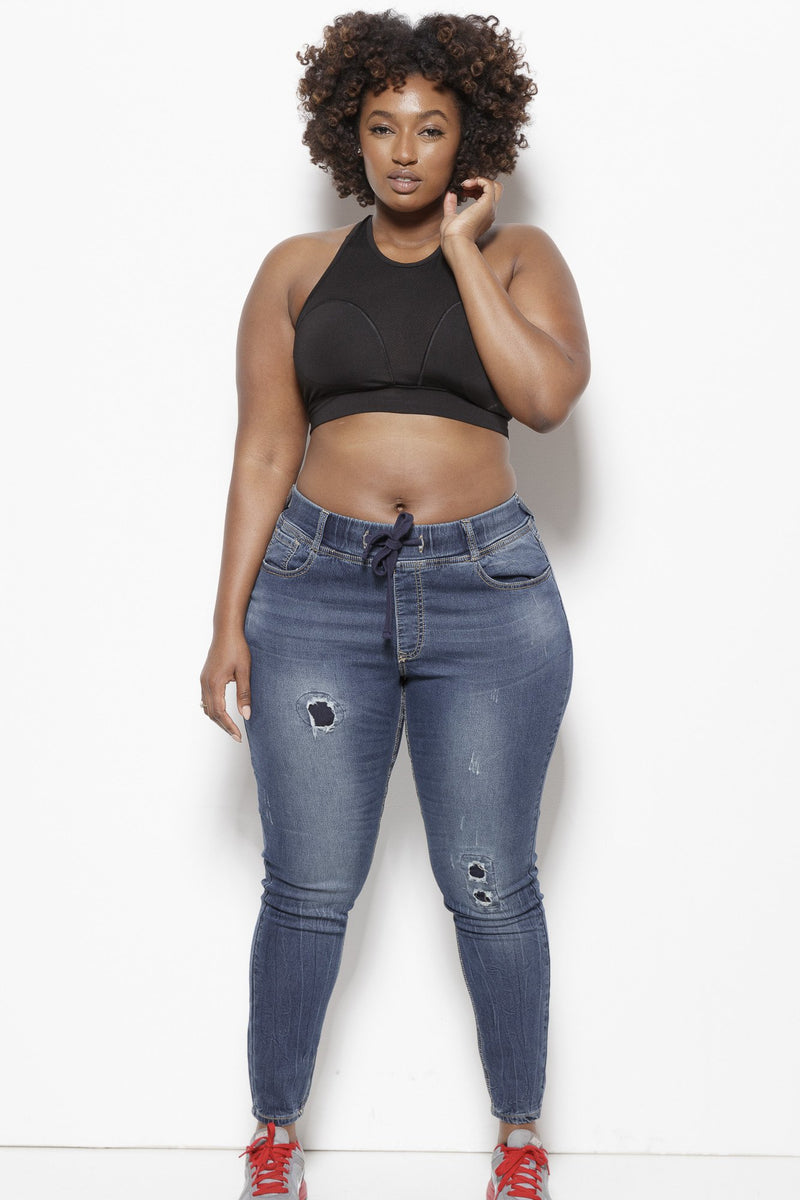Tasha Jogger (Plus)- Denim Jeans Clothing Poetic Justice 1X DENIM 