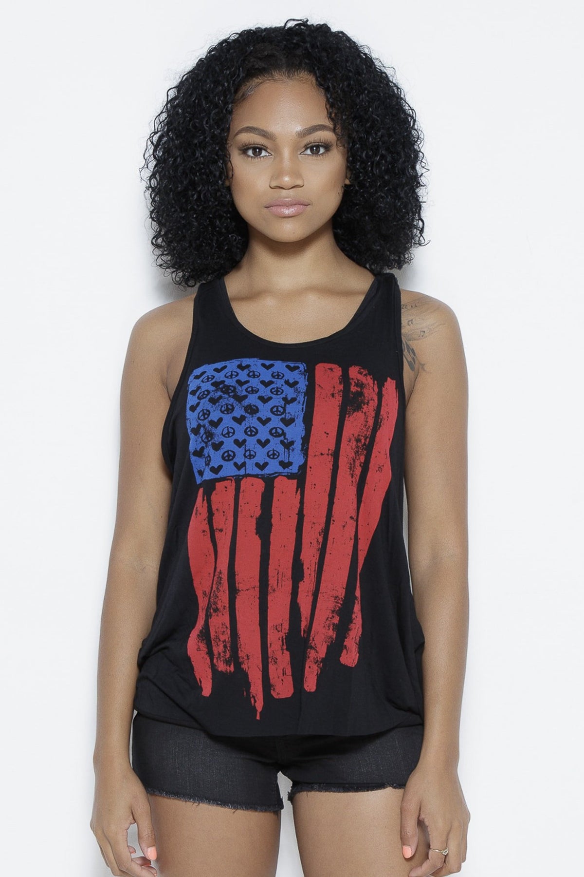 One USA Tank Top-Black Clothing Fair Shade S Black Cotton